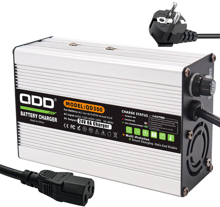 24 V 8 A Ladegerät, 27,6 V Blei-Säure-Ladegerät für 24 V Blei-Säure-AGM-Gel-VRLA-OPZV-Batterie mit C