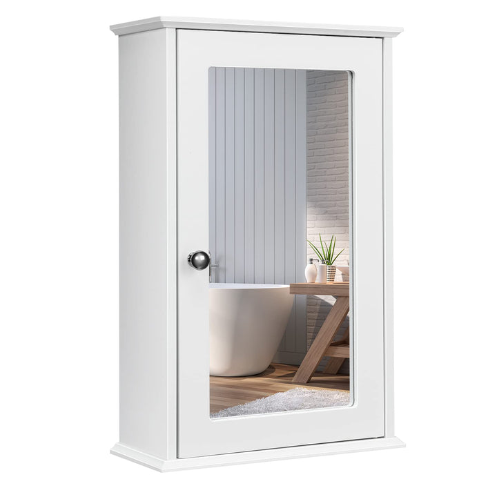 GIANTEX Hängeschrank mit Spiegel, Spiegelschrank Wandschrank eintürig, Badschrank Badezimmerschrank