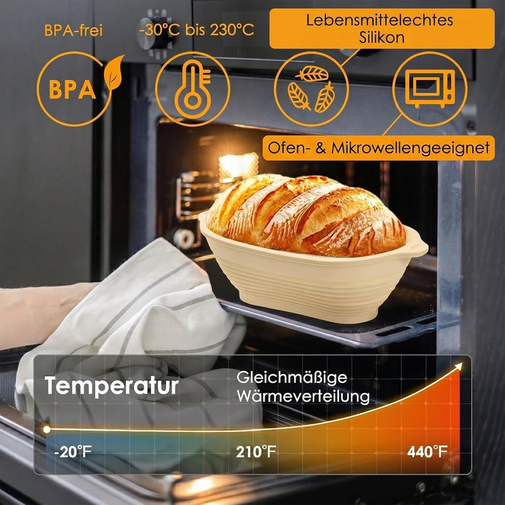 Sauerteig Starter Set, Rund & Oval Gärkörbchen mit Komplettem Brotback-Set, Glas für Sauerteigstarte