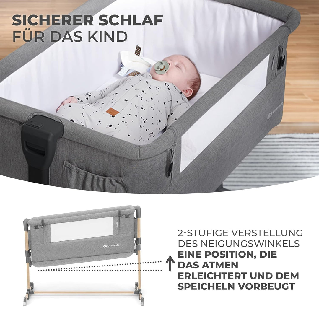 Kinderkraft NESTE GROW 3 in 1 Babybett, Beistellbett baby, Kinderbett ab Geburt für 2 Jahre, mit Mat