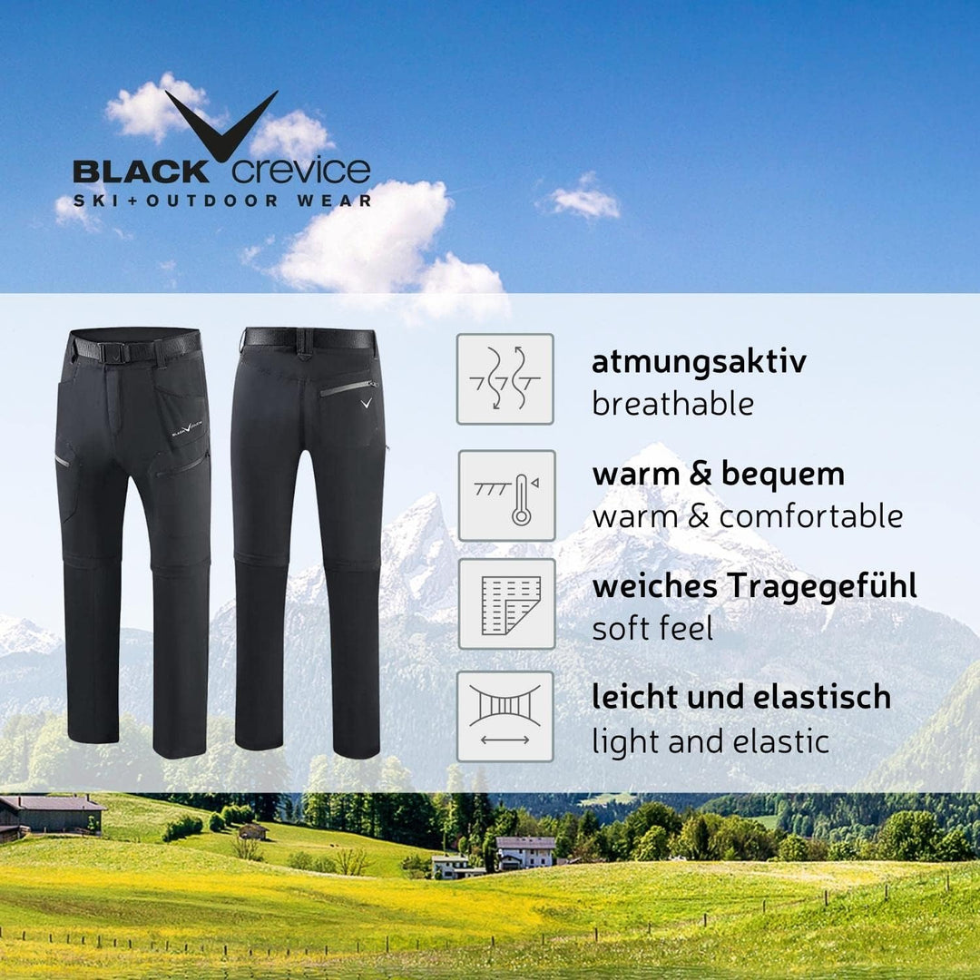Black Crevice Herren Zip Off Leg Trekkinghose I Wanderhose-Herren mit abnehmbaren Beinen I Wasserabw