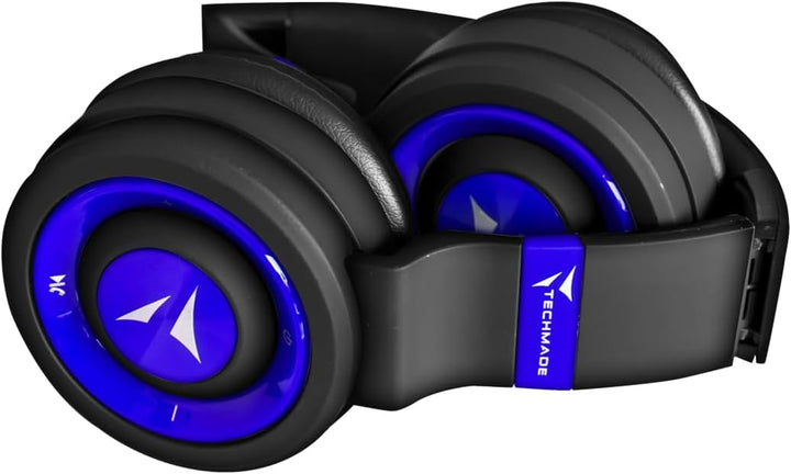 Techmade TM-046 Bluetooth-Kopfhörer – Faltbar, Over-Ear, Mikrofon, FM-Radio, SD-Karten-Slot (Blau)