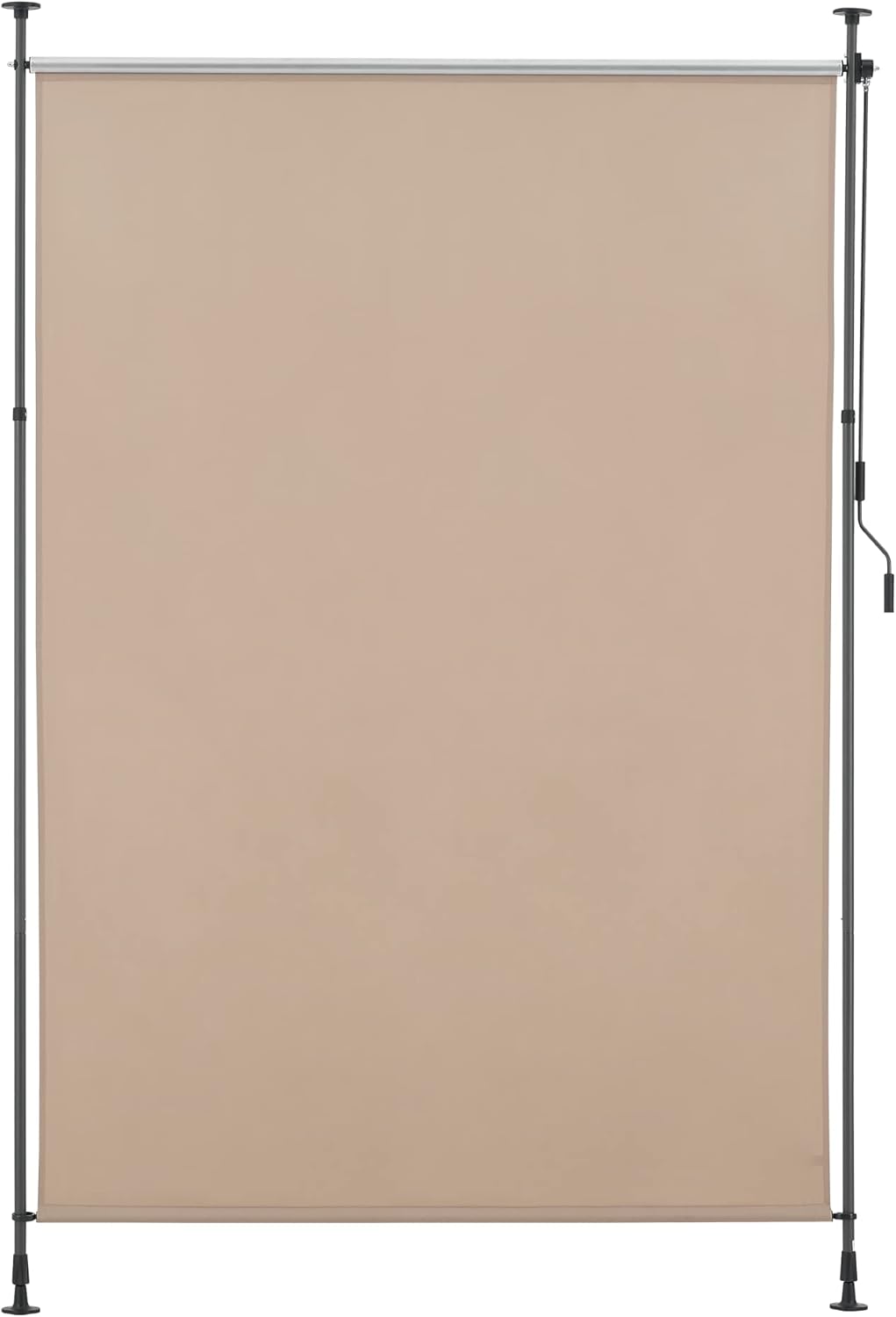 pro.tec Aussenrollo Cimarra 200 x 270 cm Balkonrollo Senkrechtmarkise mit Handkurbel Sichtschutz wit