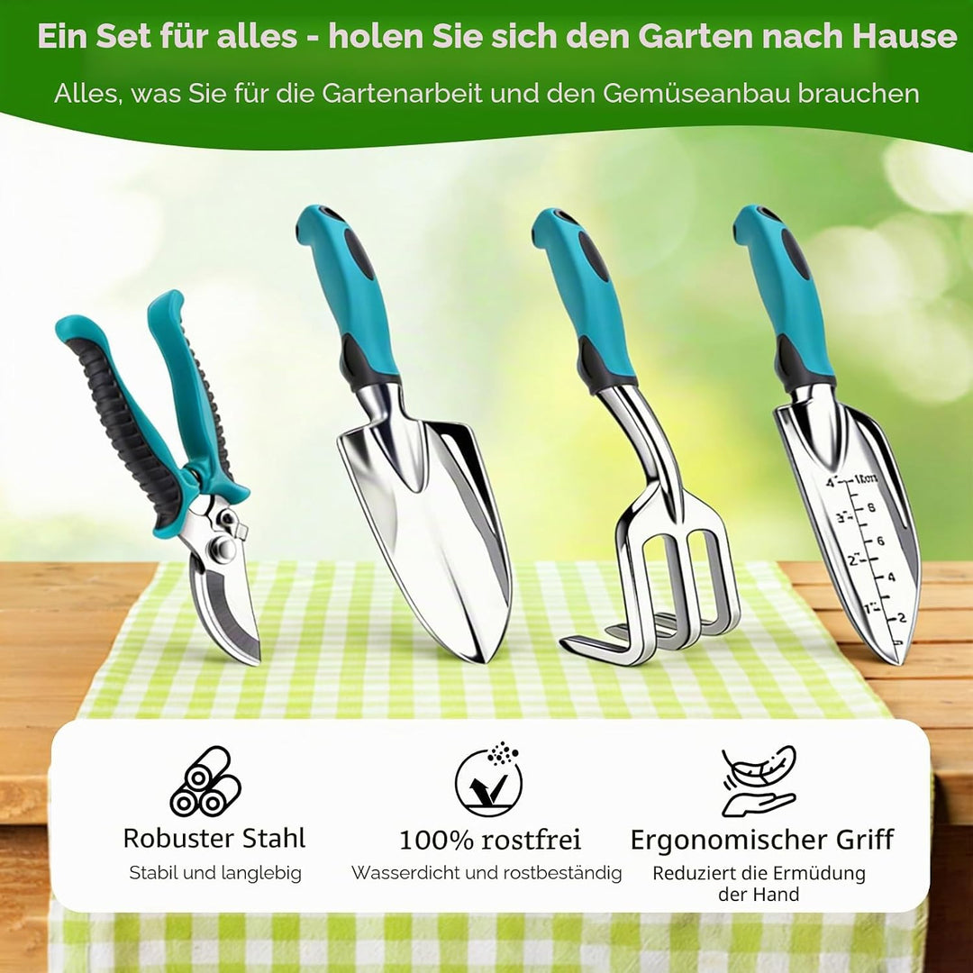 auvstar Gartenwerkzeug Set,7 Stück Gartengeräte,Gartenwerkzeuge Rost Gartenarbeit Set mit Dauerhafte