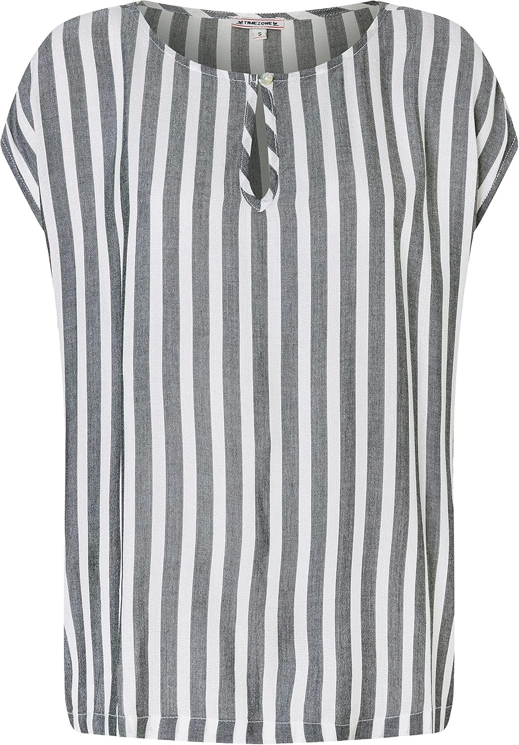 Timezone Damen Striped Airy Top T-Shirt XL Grey White Stripe, XL Grey White Stripe