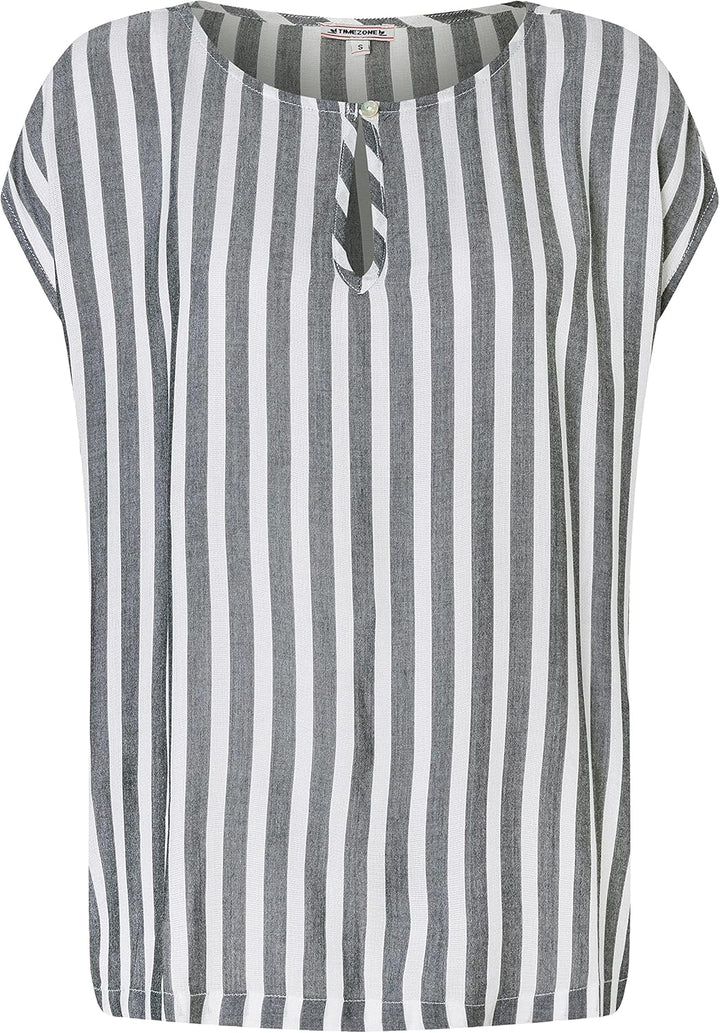 Timezone Damen Striped Airy Top T-Shirt XL Grey White Stripe, XL Grey White Stripe