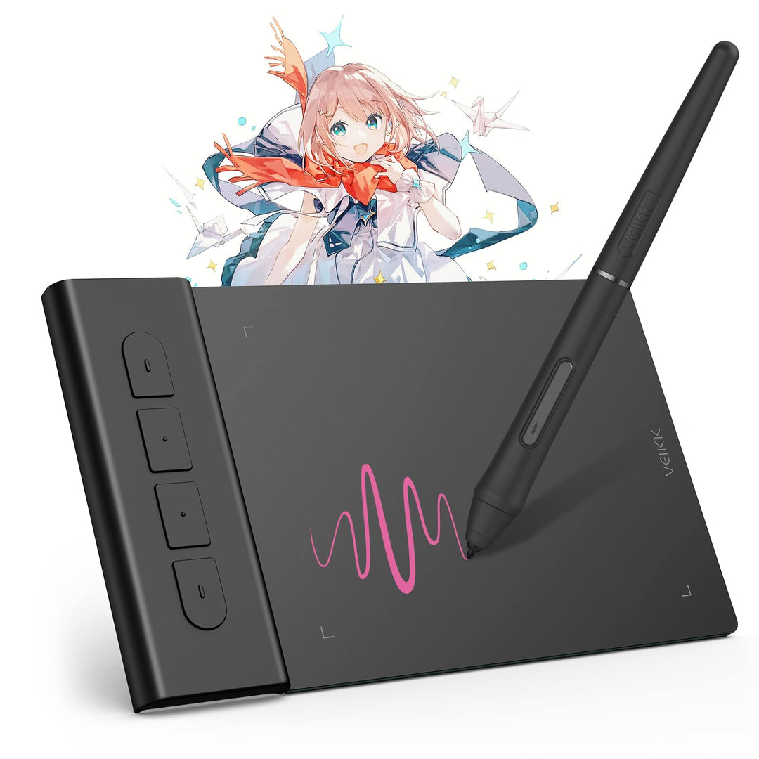 OSU Tablet VEIKK VK430,Grafiktablett 4x3 Zoll,Batterielosem Stylus mit 290RPS Berichtsrate, 8192 Dru
