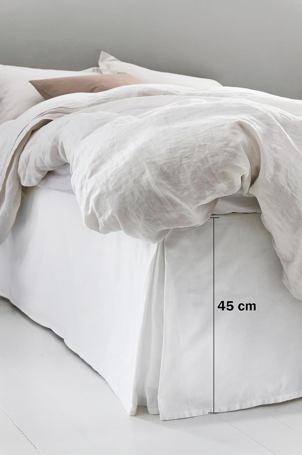 Jotex Colour Betthusse - 100% hochwertige Bio-Baumwolle Bettrock, Höhe 45 cm - Weiss, 160 x 200 cm