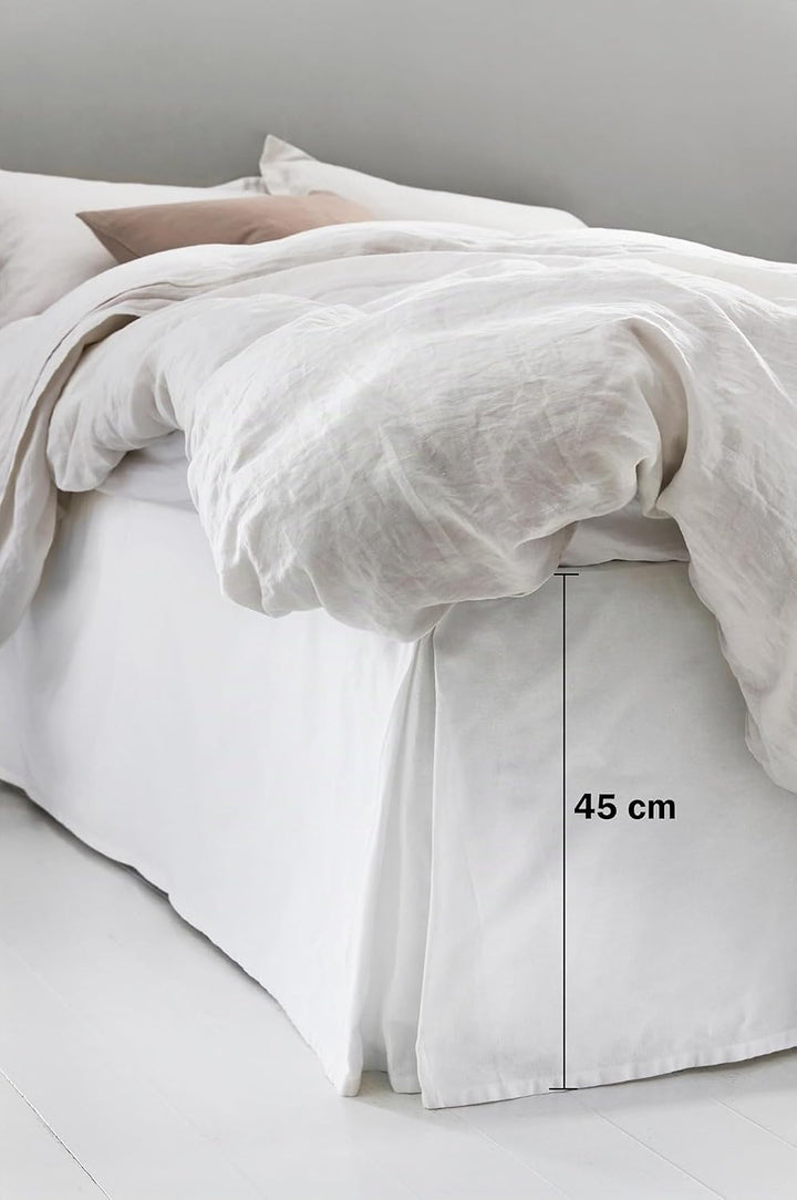 Jotex Colour Betthusse - 100% hochwertige Bio-Baumwolle Bettrock, Höhe 45 cm - Weiss, 160 x 200 cm