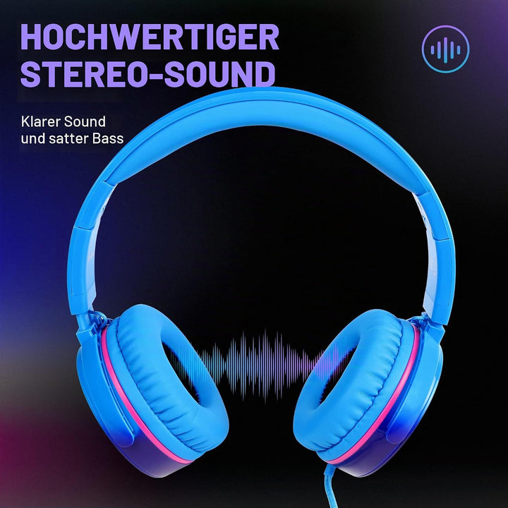 RockPapa Kinder Kopfhörer, Kabel Kopfhörer für Kinder, HD Stereo Kopfhörer mit Mikrofon für Kinder J