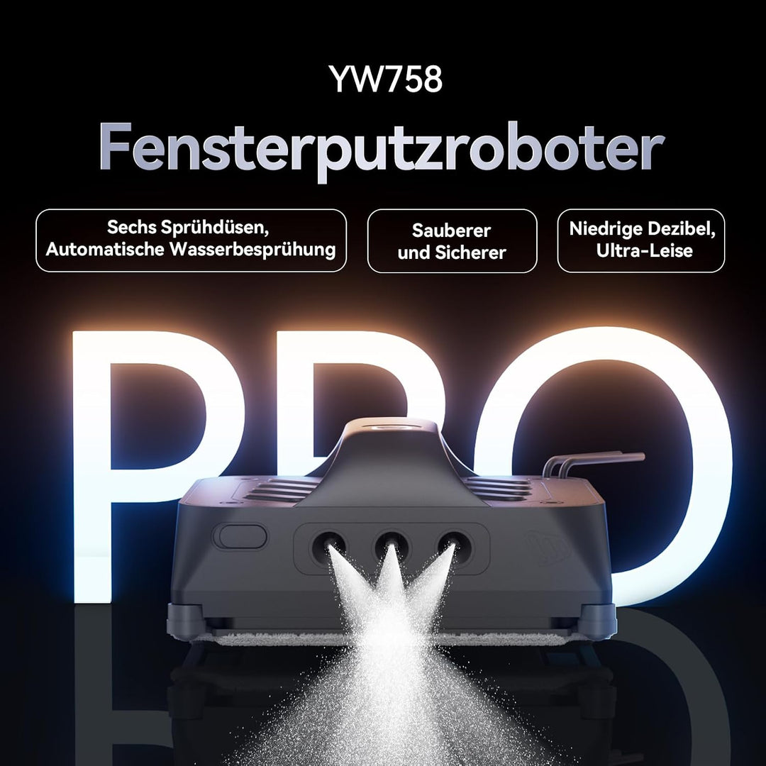 Fensterputzroboter mit Umschaltbare Ansagesprache, 8000Pa Automatischer Fensterroboter mit 6 Düse, V