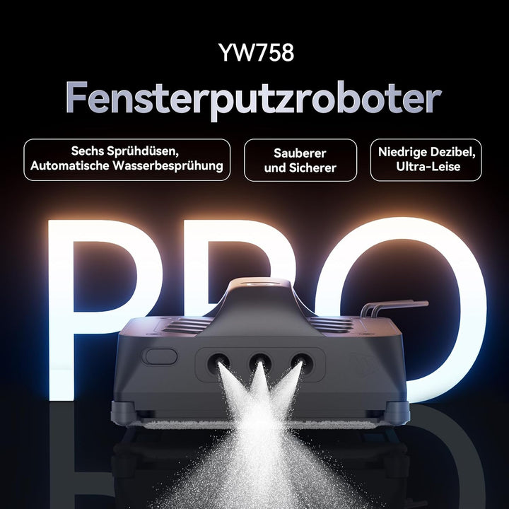 Fensterputzroboter mit Umschaltbare Ansagesprache, 8000Pa Automatischer Fensterroboter mit 6 Düse, V