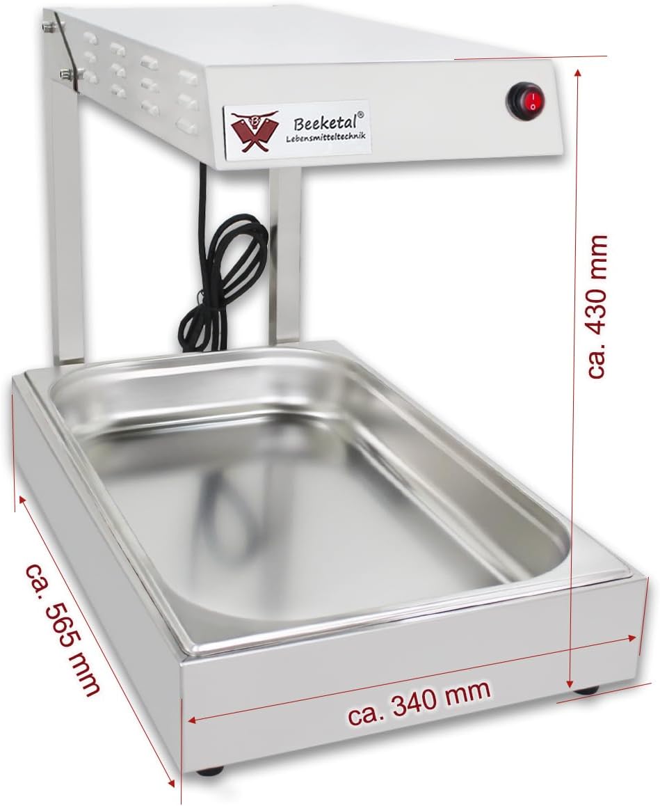 Beeketal 'BWB-1' Profi Gastro Wärmebrücke Pommeswärmer mit Beleuchtung und Gastronorm GN 1/1 Behälte