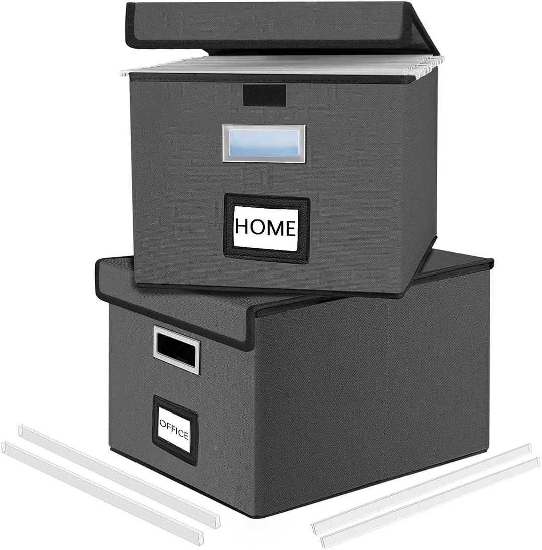FINEW Faltbare Aufbewahrungsbox mit Deckel, Stilvolle Aufbewahrungsbox in Leinenoptik, 38.5 × 33 × 3