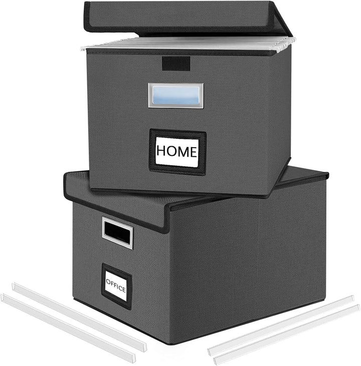 FINEW Faltbare Aufbewahrungsbox mit Deckel, Stilvolle Aufbewahrungsbox in Leinenoptik, 38.5 × 33 × 3