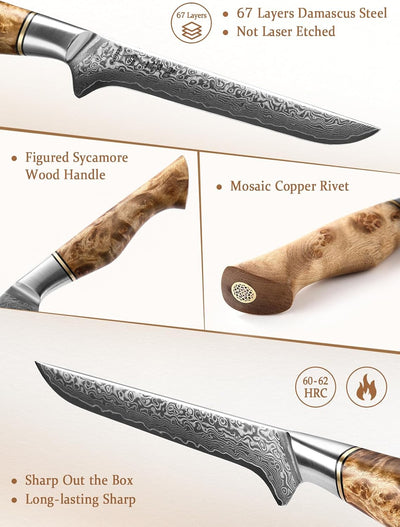 HEZHEN Ausbeinmesser,15.5cm-Filiermesser Profi Kochmesser mit scharfer Klinge Metzgermesser Ausbeine