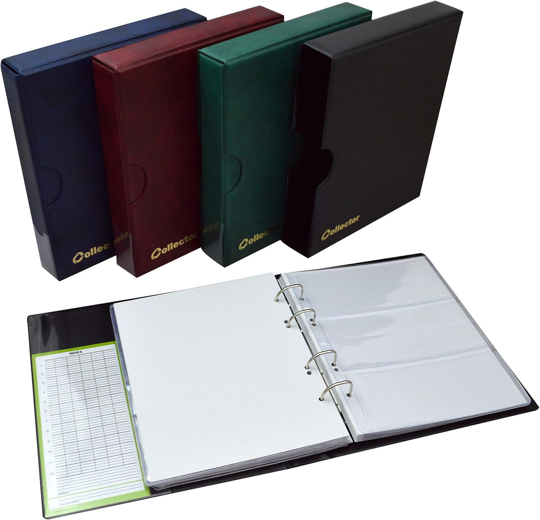 COLLECTOR Banknotenalbum mit Schutzkassette Etui für Verschiedene Banknoten-Grössen - mit Seiten und
