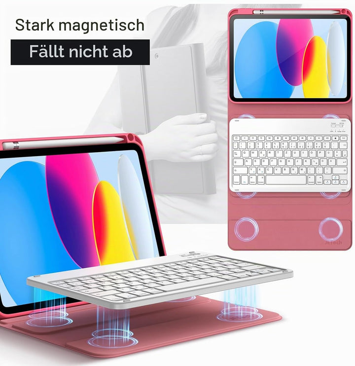 JETech Keyboard Hülle für iPad (A16) 11./10. Generation (2025/2022) mit Stifthalter, Magnetisch Abne