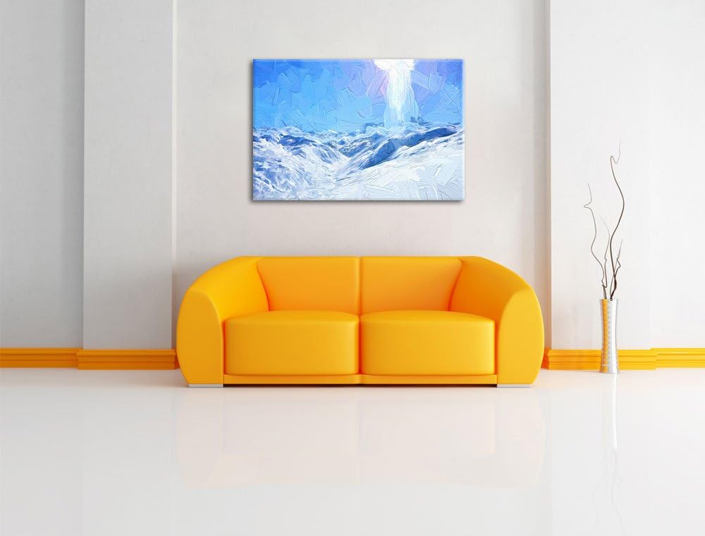 Pixxprint Schneelandschaft als Leinwandbild/Grösse: 100x70 / Wandbild/Kunstdruck/fertig bespannt, 10