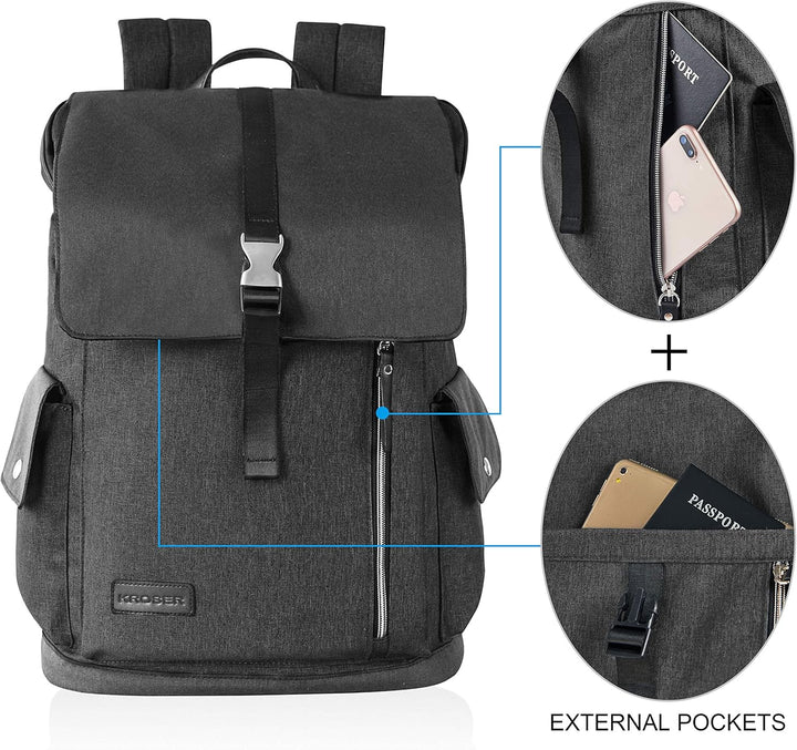 KROSER Laptop Rucksack 17,3 Zoll Damen Herren Schultasche Tagesrucksack Wasserabweisend Grosse Gepäc