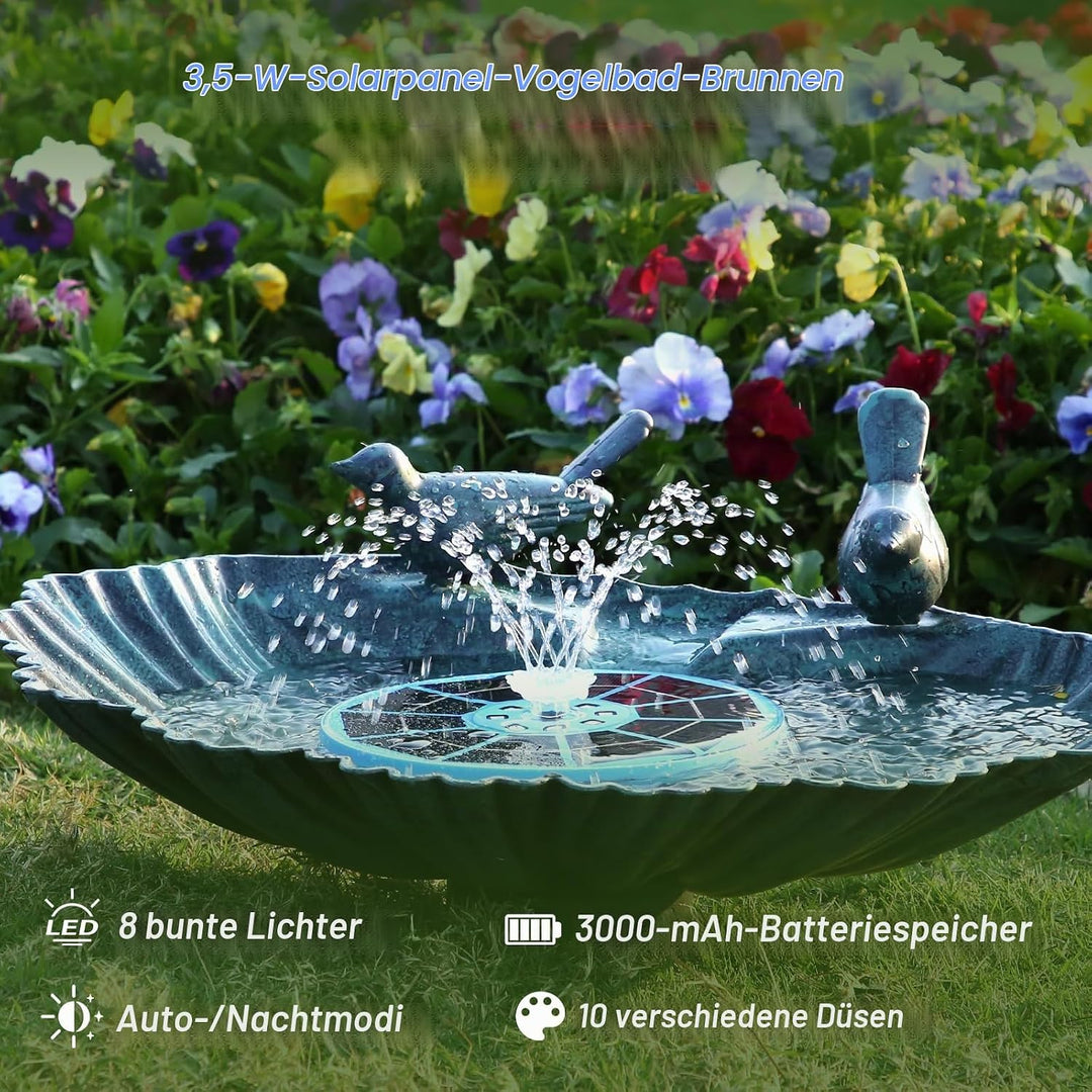 AISITIN LED Solar Springbrunnen für Aussen mit 3000mAh, 3,5W Solar Schwimmender Fontäne Pumpe mit Ve