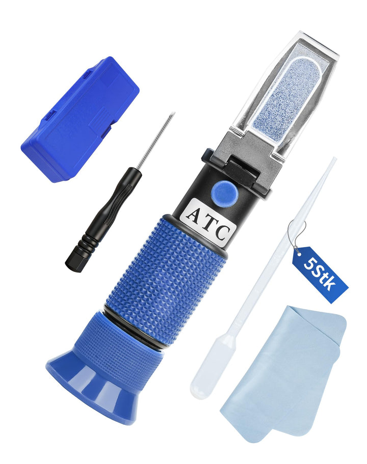 4-in-1 Frostschutz Refraktometer mit ATC, Kühlmitteltester Auto Blau | Für Ethylenglykol G11 G12, Pr