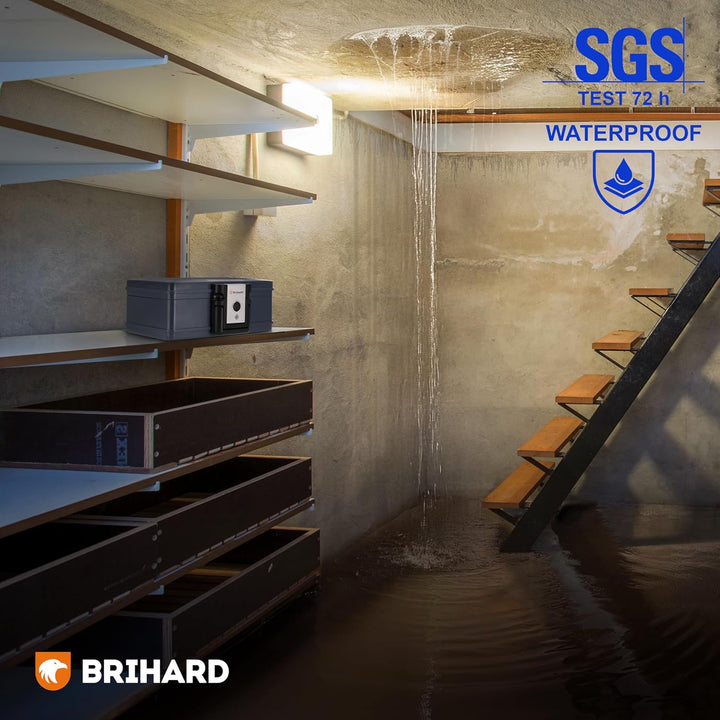 Brihard zertifizierte Dokumentenkassette 2013, A5 - wasserdichte & feuerfeste Dokumentenbox mit Schl