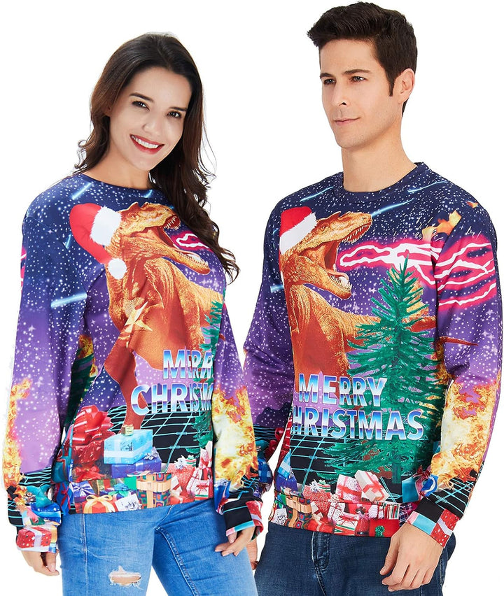 ALISISTER Hässliche Weihnachtpullover 3D Gedruckt Weihnachten Jumper Sweatshirt Langarm Ugly Christm
