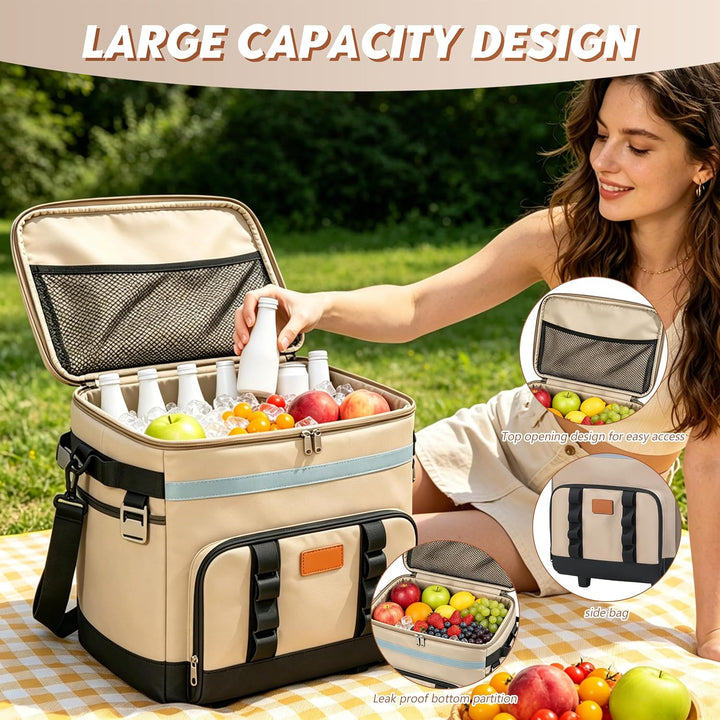 Grosse Kühlbox mit Rollen, isolierte Trolley-Kühltasche, robuster tragbarer Thermo-Kühler für Campin