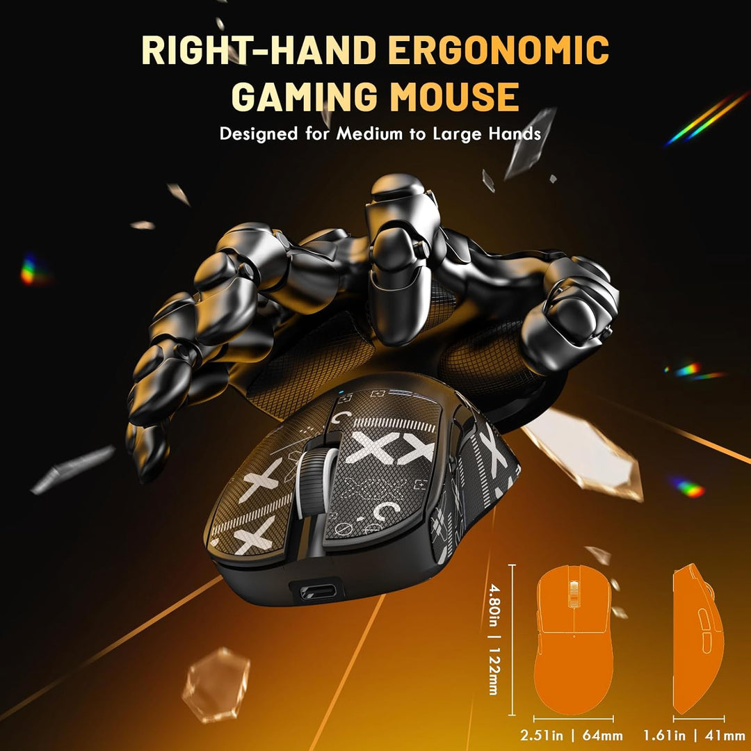 MAGIC-REFINER X2 Kabellose Gaming-Maus, 24000 DPI, PAW3311, Ergonomisch für Rechtshänder, BK52820 MC