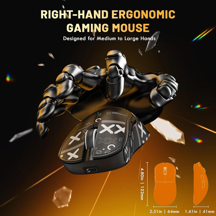 MAGIC-REFINER X2 Kabellose Gaming-Maus, 24000 DPI, PAW3311, Ergonomisch für Rechtshänder, BK52820 MC