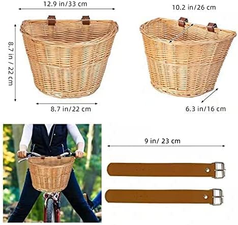 EIRONA Wicker D-förmiger Fahrradkorb Vorderer Lenker Fahrrad Aufbewahrungskorb für Erwachsene Wasser