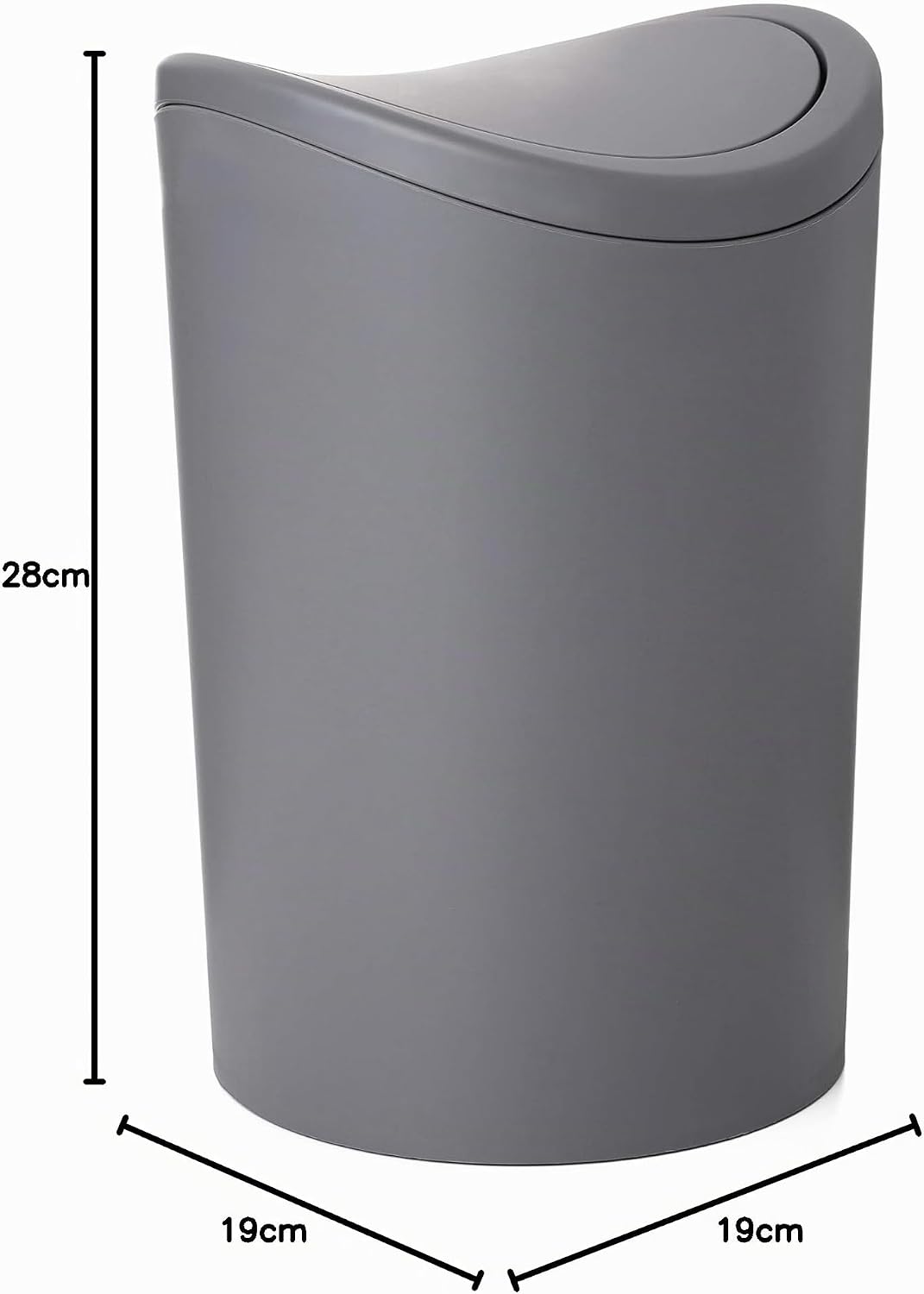 TATAY Mülleimer Bad, 6L Kapazität, Polypropylen, BPA frei, grau. Massnahmen 19 x 19 x 28 cm Grau 6L,