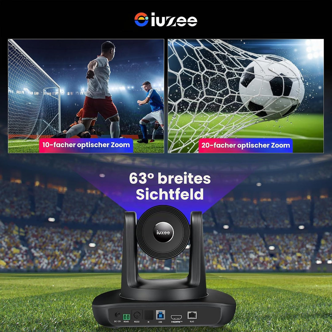 PTZ-Kamera 20X Optischer Zoom USB3.0 HDMI Konferenzkamera 1080P 60FPS Weitwinkel PTZ Camera für Kirc