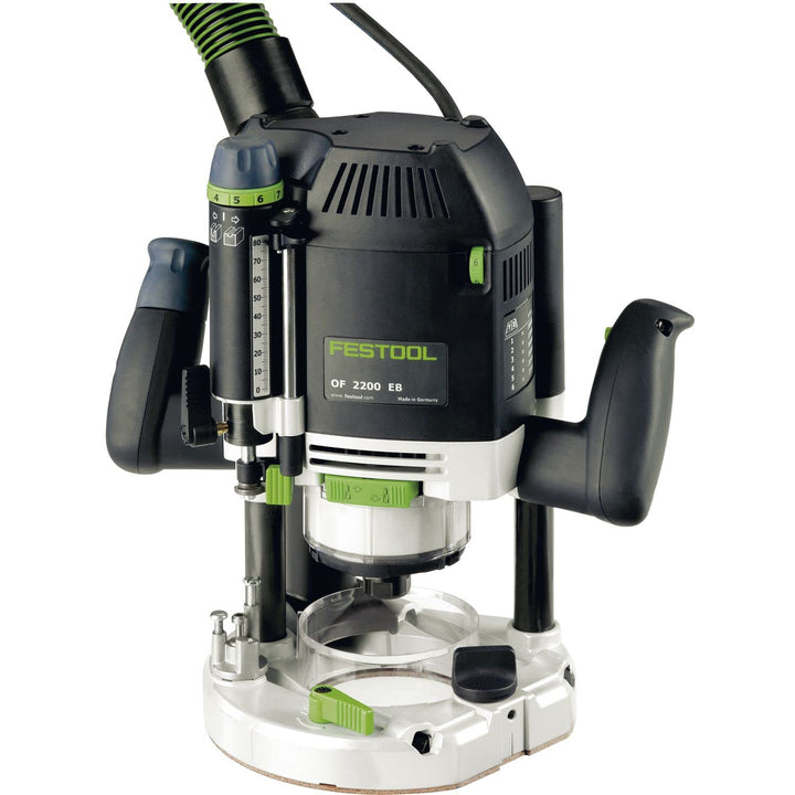 Festool Oberfräse OF 2200 EB-Plus (mit Spannzange, Spannzange, Kopierring, Spanfänger, Gabelschlüsse