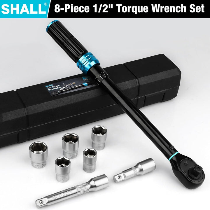 Shall 7-Piece 1/2" Torque Wrench Set, (20-220Nm), Suitable for car and motorcycle maintenance,With e