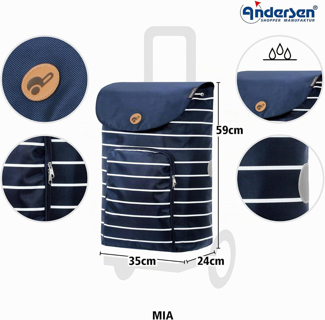 Andersen Einkaufstrolley - klappbar - 47 Liter | Aufhängung für Einkaufswagen - belastbar 50 kg - Al