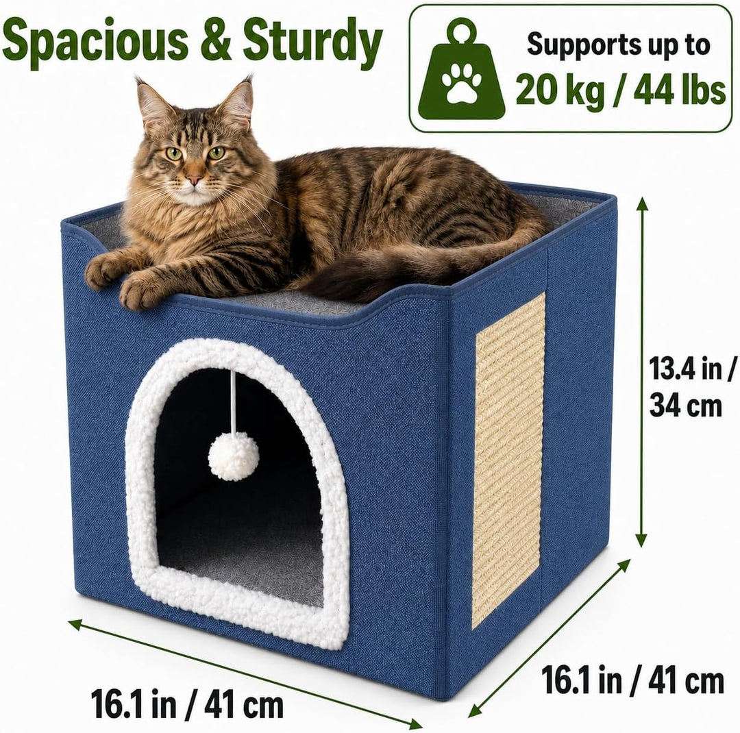 FURRYPAWS Katzenhöhle - Gemütliches Katzenhaus für drinnen und draussen, Ideal als Katzenhaus Indoor