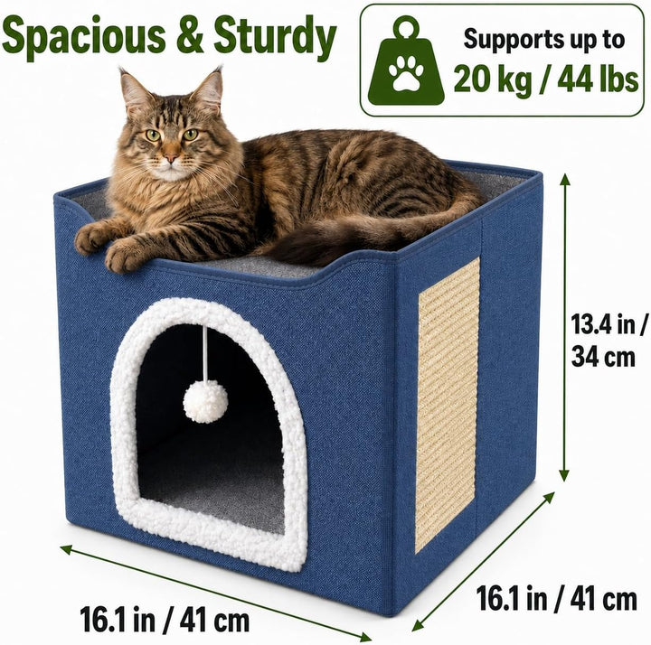 FURRYPAWS Katzenhöhle - Gemütliches Katzenhaus für drinnen und draussen, Ideal als Katzenhaus Indoor