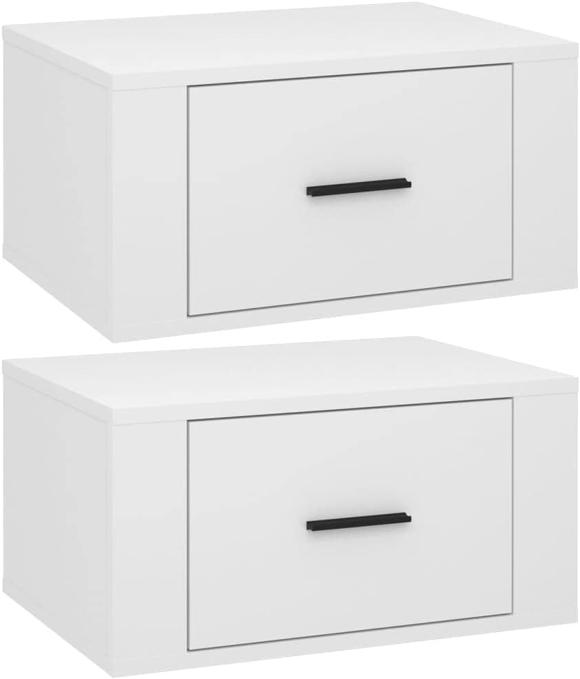 FIRBNUS Nachtschränkchen Nachtkommode Wand-Nachttische 2 STK. Hochglanz-Weiss 50x36x25 cm Bett Kommo