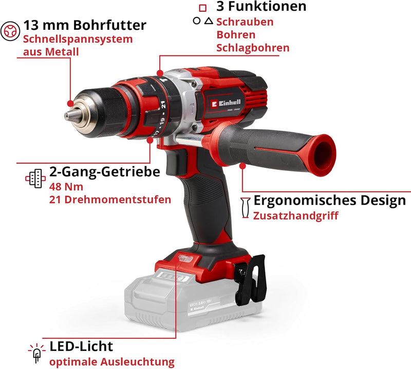 Einhell Akku-Bohrschrauber TE-CD 18/48 Li-i-Solo Power X-Change (Li-Ion, 18 V, 2-Gang-Getriebe, inkl