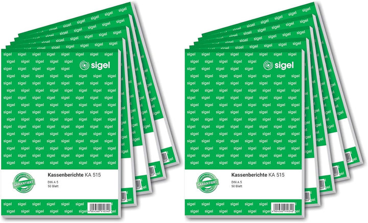 SIGEL KA515/10 Kassenbericht A5, 10 Stück á 50 Blatt, 10 Stück