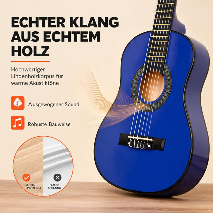 Music Alley MA-52 Classical Acoustic Guitar Kids Guitar and Junior Guitar Blue, Blue