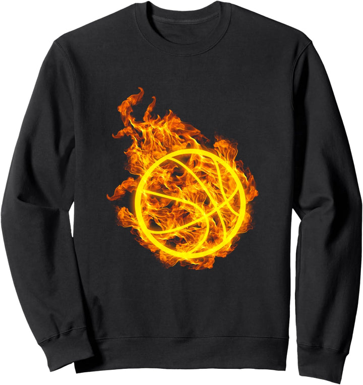 Feuer Basketball Ball Flammende Basketball Spieler Sweatshirt