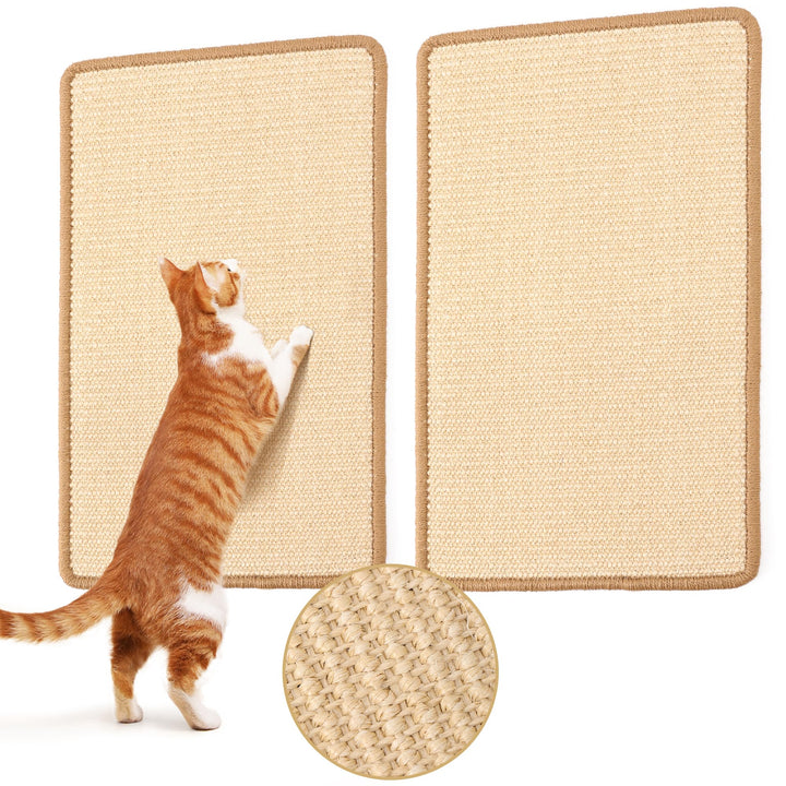 FUKUMARU Kratzmatte für Katzen aus natürlichem Sisal, 2 Stück, 50 x 30 cm, Kratzfeste Sofakratzmatte