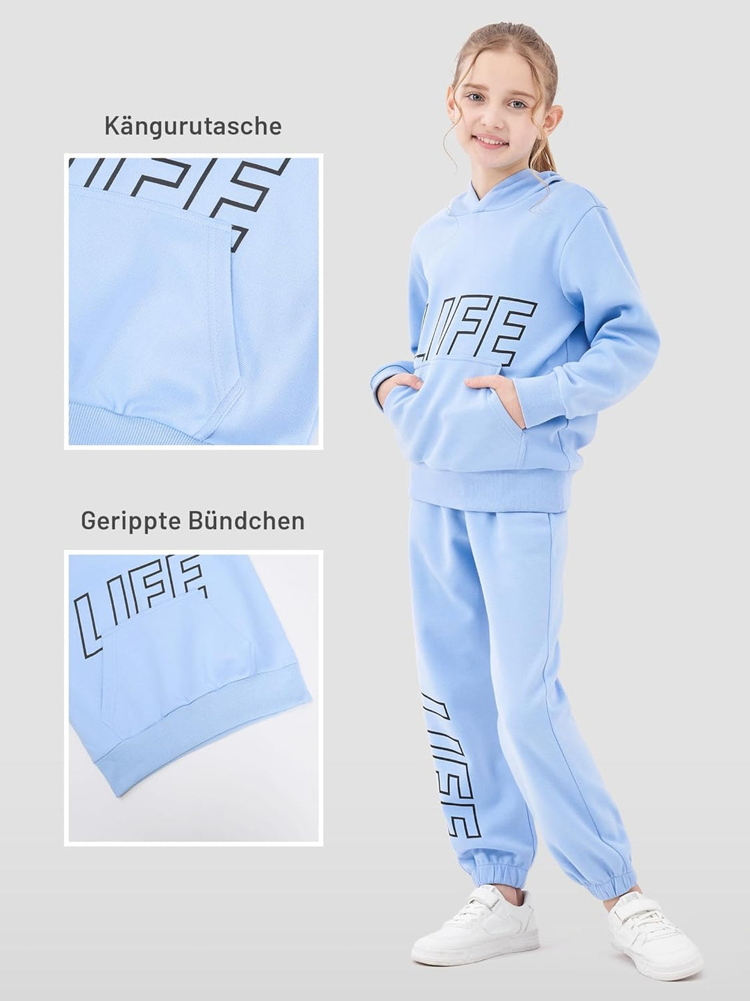 NATUST Kinder Trainingsanzug Jungen Mädchen Sportanzug 120 Blau, 120 Blau