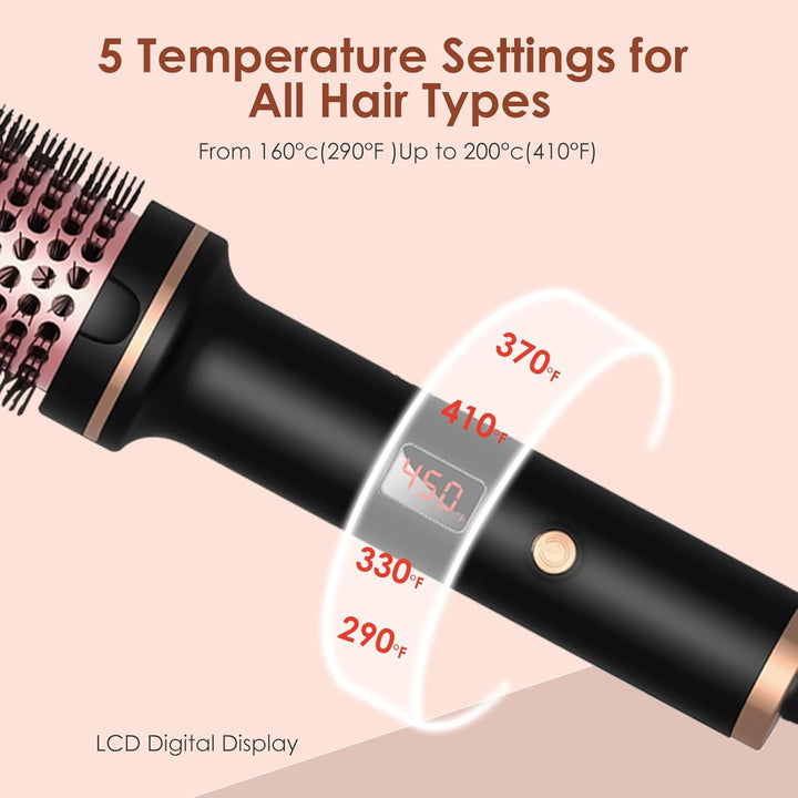 Thermal Brush, 3 IN 1 Lockenbürste Wärmebürste, 38 mm Volumen Haar Kamm, Thermobürste Rundbürste 120