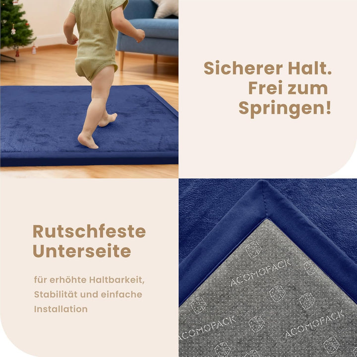 ACOMOPACK Baby Krabbelmatte 127x127x3.5cm Dicke Spielmatte mit Schaumfüllung Rutschfester Unterseite