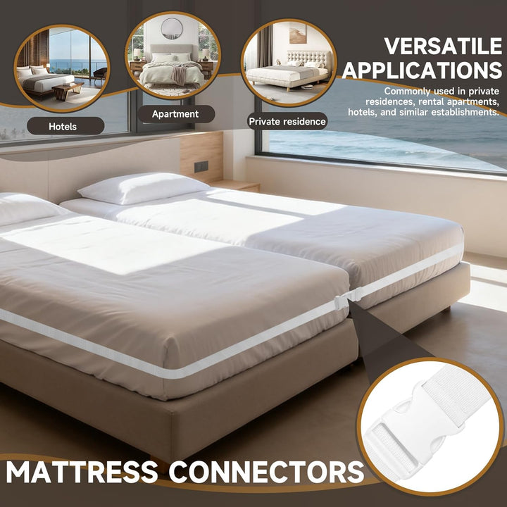 Matratzenhalter 2 Stück Matratzenverbinder 10M Variabel Einstellbar | Ideale Doppelbettbrücke, Bettb