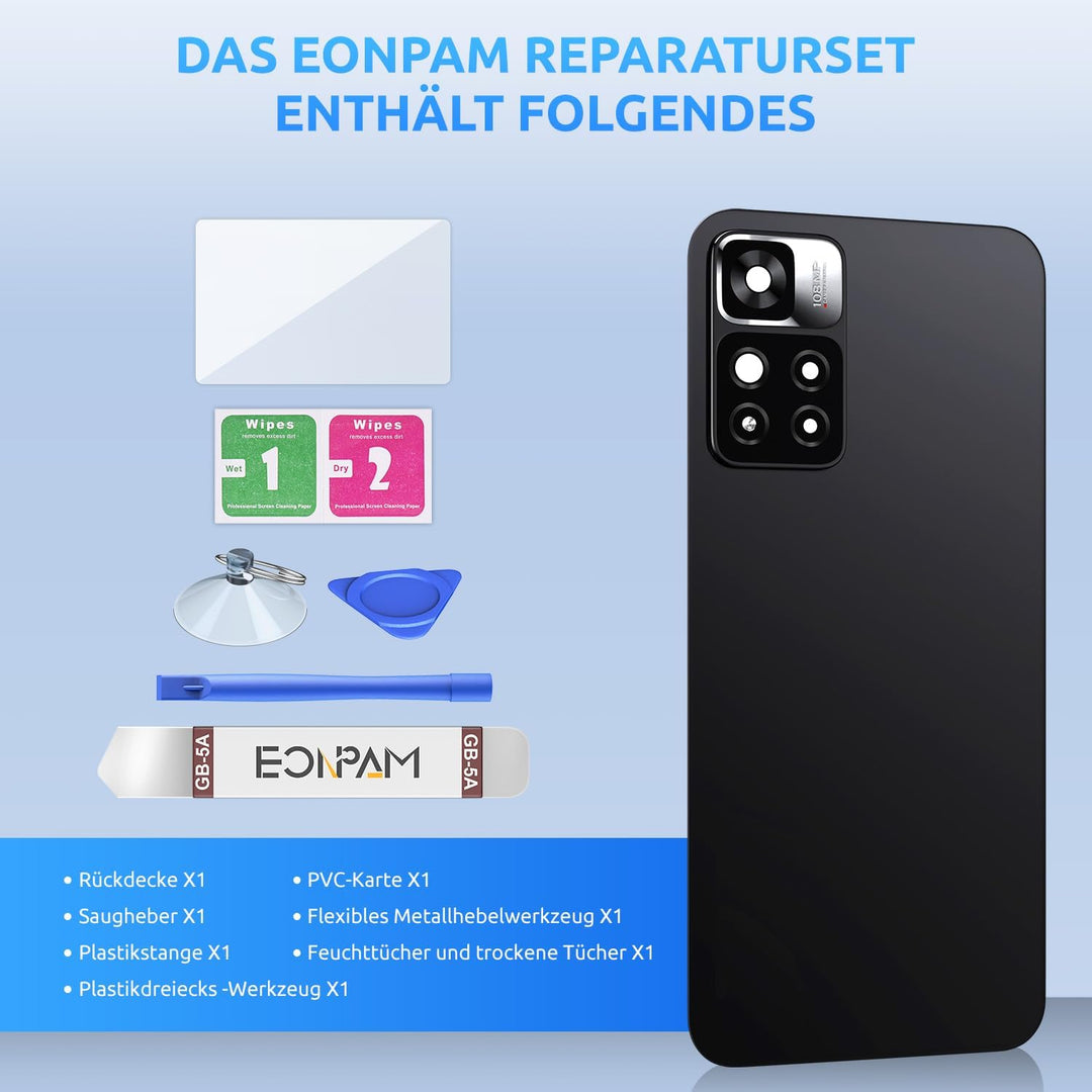 Eonpam Akkudeckel für Xiaomi Redmi Note 11 Pro+ Plus 5G Rückseite Glas Original Backcover Back Glas